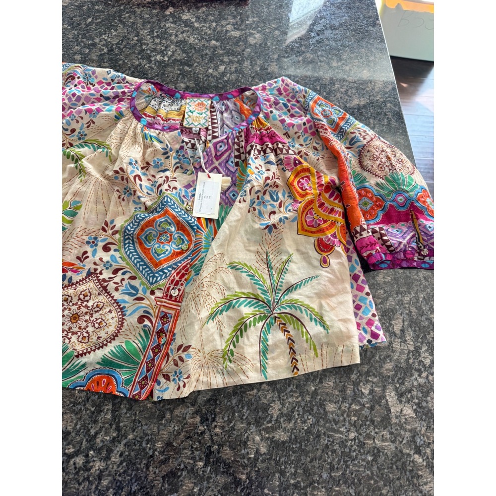 Johnny Was Michaella Peasant Blouse Avelar Tropical Print Top C18826-4 Small NEW - Picture 5 of 11